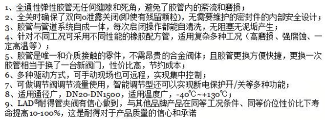 撓性閥(球形氣動(dòng)夾管閥)產(chǎn)品特點(diǎn)